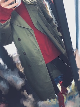 「no brand（ノーブランド）のアイテム（トレンチコート）」を使った、takumiさん（メンズ・170cm）の冬コーディネート