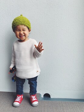 「アイラブCONVERSE」｜UTAさん（キッズ・80cm）の秋コーディネート