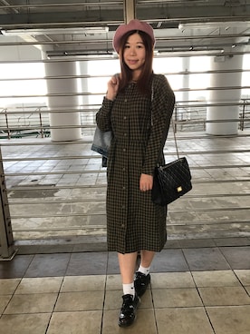 「chanel」｜「アイテム（ハンチング/ベレー帽）」を使った、ChingChingHanaさん（レディース・162cm）の冬コーディネート