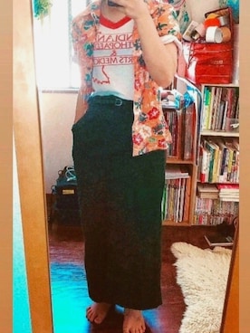 「アロハシャツ」｜87さん（レディース・153cm）の夏コーディネート