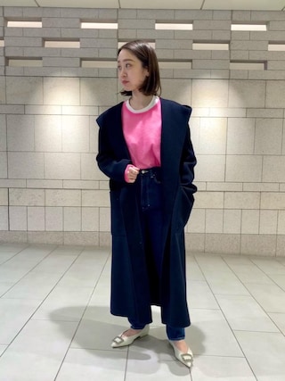 【ユナイテッドアローズ】ダブルフェイスフーデッドコート ロング ベルト 38 紺 UNITED ARROWS（ユナイテッドアローズ）の「UGCB ダブルフェイス