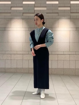 「UNITED ARROWS（ユナイテッドアローズ）のアイテム（ジャンパースカート）」を使った、岸原（kishihara）さん（レディース・153cm）の秋コーディネート