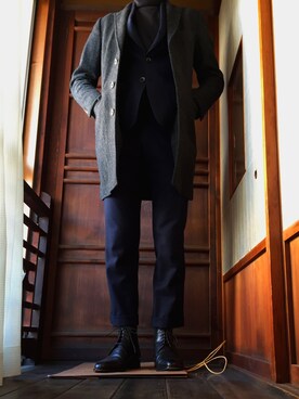 「SUTOR MANTELLASSI（ストールマンテラッシ）のアイテム」を使った、M-Sさん（メンズ・173cm）の冬コーディネート
