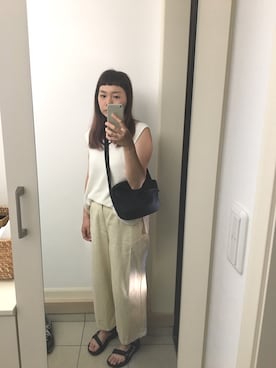 「reca（レカ）のアイテム（チノパンツ）」を使った、つむぎさん（レディース・163cm）の夏コーディネート