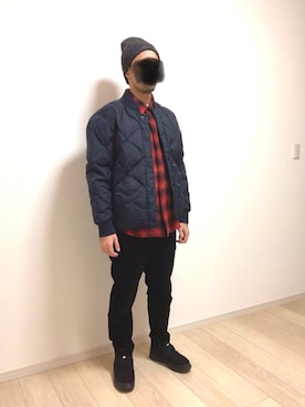「ワークマン」｜「アイテム（ブルゾン）」を使った、バーニーさん（メンズ・172cm）の冬コーディネート