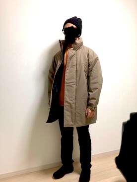 「MERRELL（メレル）のアイテム（スリッポン）」を使った、バーニーさん（メンズ・172cm）の冬コーディネート