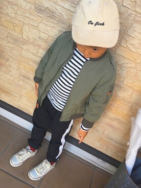 「GAP（ギャップ）のアイテム（MA-1）」を使った、yocoさん（キッズ・110cm）の秋コーディネート