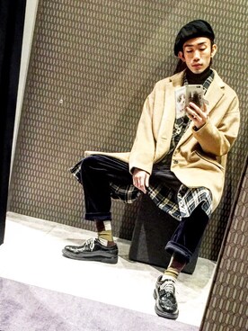 「BEAMS（ビームス）のアイテム（その他シューズ）」を使った、うっしーさん（メンズ・167cm）の秋コーディネート