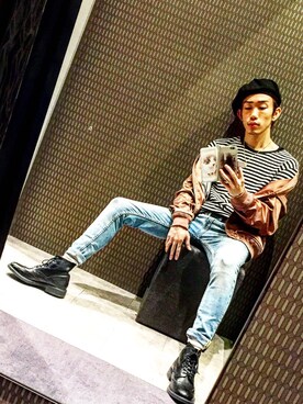 「BRONX（ブロンクス）のアイテム（帽子）」を使った、うっしーさん（メンズ・167cm）の秋コーディネート