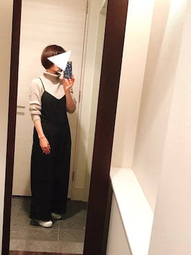 「リブタートルネック」｜「アイテム（サロペット/オーバーオール）」を使った、mamamakさん（レディース・151cm）の冬コーディネート