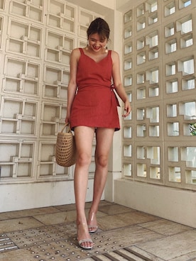 「DHOLIC（ディーホリック）のアイテム（かごバッグ）」を使った、ａｓａｋａさん（レディース・161cm）の夏コーディネート