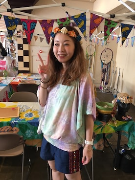 「チャイハネ（チャイハネ）のアイテム（その他トップス）」を使った、ゆかりさん（レディース・161cm）の夏コーディネート