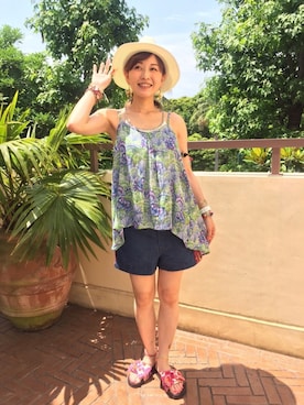 「チャイハネ（チャイハネ）のアイテム（キャミソール）」を使った、ゆかりさん（レディース・161cm）の夏コーディネート