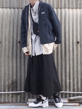 「usedのアイテム（シャツ/ブラウス、ブルー系）」を使った、RIKuさん（メンズ・177cm）の春コーディネート