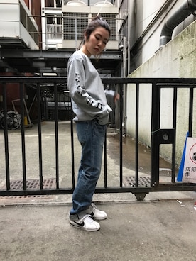 「TYPE BLUE（タイプブルー）のアイテム（パンツ）」を使った、Chihiroさん（レディース・158cm）の冬コーディネート