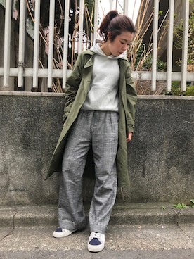 「AVIREX（アヴィレックス）のアイテム（トレンチコート）」を使った、Chihiroさん（レディース・160cm）の春コーディネート