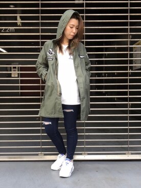 「AIR MAX」｜「アイテム（モッズコート）」を使った、Chihiroさん（レディース・160cm）の夏コーディネート