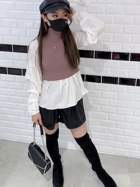 「SpRay（スプレイ）のアイテム（ブーツ）」を使った、SpRay船橋店さん（レディース・154cm）の冬コーディネート
