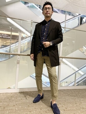 「チェスター」｜「アイテム（パンツ）」を使った、0493psfaさん（メンズ・181cm）の秋コーディネート