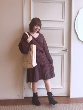 ワンピース ドレスを使った レースアップストレッチブーツ の人気ファッションコーディネート Wear
