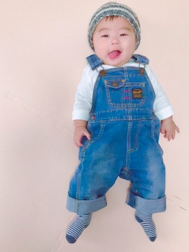 「Wrangler（ラングラー）のアイテム（オールインワン・サロペット）」を使った、KotaMashi6さん（キッズ・70cm）の秋コーディネート