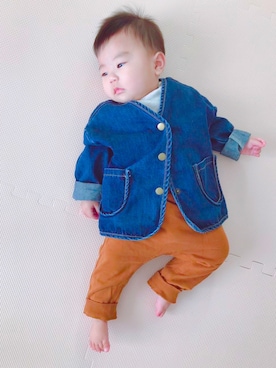 「やっぱりストリートが好き」｜「アイテム（デニムジャケット）」を使った、KotaMashi6さん（キッズ・70cm）の秋コーディネート