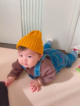 「Wrangler（ラングラー）のアイテム（オールインワン・サロペット）」を使った、KotaMashi6さん（キッズ・70cm）の冬コーディネート