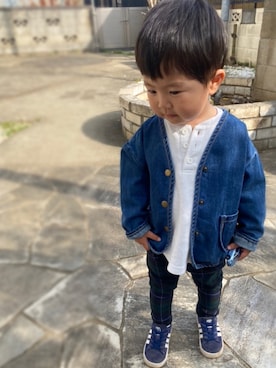 「ノーカラージャケット」｜KotaMashi6さん（キッズ・80cm）の春コーディネート