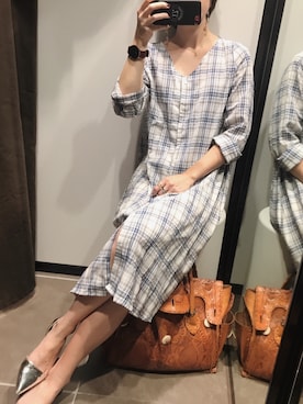 「チェックシャツワンピース」｜「アイテム（シャツワンピース）」を使った、0810.asさん（レディース・163cm）の秋コーディネート