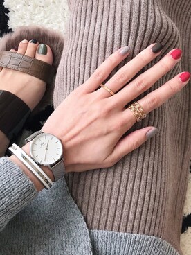 「Daniel Wellington（ダニエルウェリントン）の販売終了クラシックペティット アッシュフィールド32mm（アナログ腕時計）」を使った、0810.asさん（レディース・163cm）の秋コーディネート