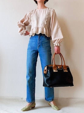 「ハイウエストストレートジーンズ」｜0810.asさん（レディース・163cm）の春コーディネート