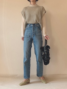 「ハイウエストストレートジーンズ」｜0810.asさん（レディース・163cm）の春コーディネート