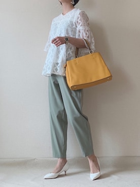 「イエローバッグ」｜「アイテム（パンプス）」を使った、0810.asさん（レディース・163cm）の春コーディネート