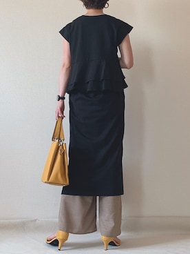 「イエローバッグ」｜「アイテム（サンダル）」を使った、0810.asさん（レディース・163cm）の夏コーディネート