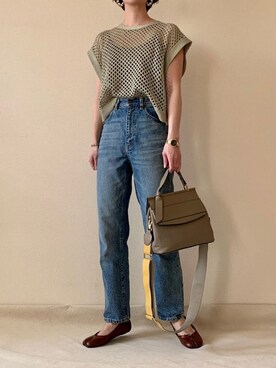 「ハイウエストストレートジーンズ」｜0810.asさん（レディース・163cm）の春コーディネート