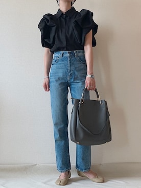 「ハイウエストストレートジーンズ」｜0810.asさん（レディース・163cm）の夏コーディネート