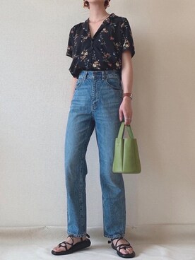 「ハイウエストストレートジーンズ」｜0810.asさん（レディース・163cm）の夏コーディネート