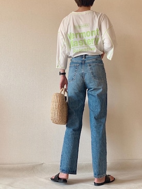 「ハイウエストストレートジーンズ」｜0810.asさん（レディース・163cm）の夏コーディネート