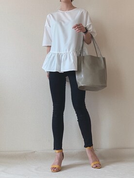 「UNIQLO（ユニクロ）のWOMEN ウルトラストレッチジーンズ（デニムパンツ）」を使った、0810.asさん（レディース・163cm）の夏コーディネート