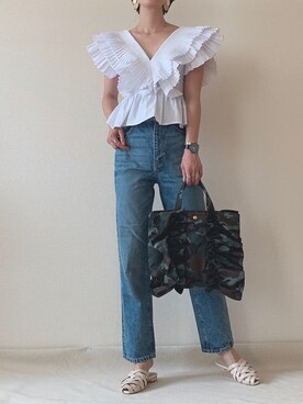 「ハイウエストストレートジーンズ」｜0810.asさん（レディース・163cm）の夏コーディネート