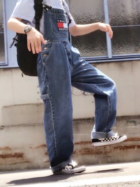 「TOMMY HILFIGER（トミーヒルフィガー）のアイテム（サロペット/オーバーオール）」を使った、し ん さ く 。さん（メンズ・170cm）の夏コーディネート