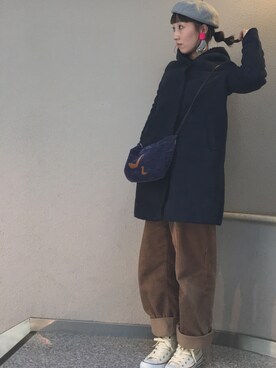 「カオリノモリ」｜「アイテム（ムートンコート）」を使った、natsu_iaii___さん（レディース・158cm）の冬コーディネート
