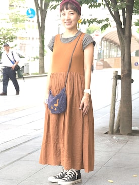 「アイテム（ピアス（片耳用）、イエロー系）」を使った、natsu_iaii___さん（レディース・158cm）の夏コーディネート