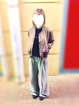 「ニコアンド」｜「アイテム（MA-1）」を使った、fuu-saya*ii*さん（レディース・164cm）の春コーディネート