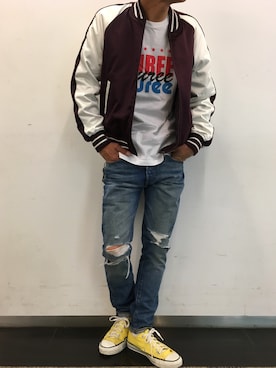 「サーフスタイル」｜「アイテム（ブルゾン）」を使った、ZUREEさん（メンズ・170cm）の春コーディネート