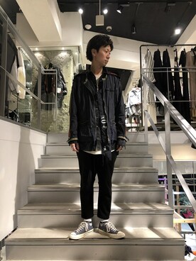 「KMRii（ケムリ）のアイテム（Tシャツ/カットソー）」を使った、izakazuさん（メンズ・178cm）の春コーディネート
