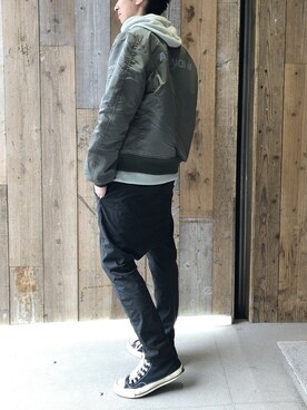 「khaki」｜「アイテム（ブルゾン）」を使った、izakazuさん（メンズ・178cm）の冬コーディネート