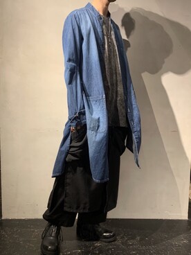「KMRii（ケムリ）のアイテム（ブーツ）」を使った、izakazuさん（メンズ・178cm）の冬コーディネート