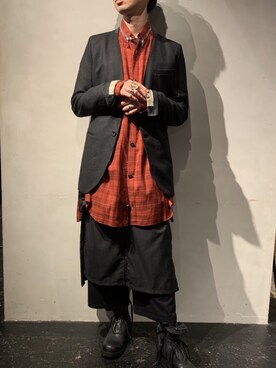 「KMRii（ケムリ）のアイテム（ブーツ）」を使った、izakazuさん（メンズ・178cm）の冬コーディネート