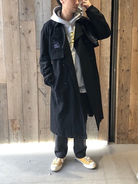 「Azuma.（アズマ）のアイテム（トレンチコート）」を使った、izakazuさん（メンズ・178cm）の冬コーディネート